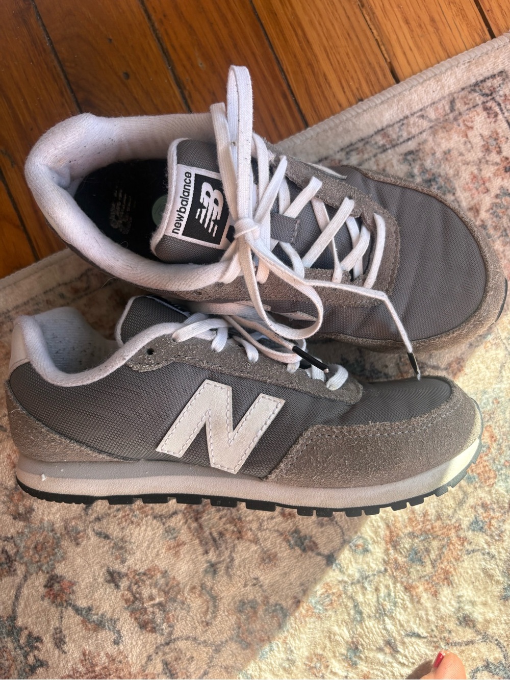 3Y Kids New Balance Gray and White Retro Sneakers
